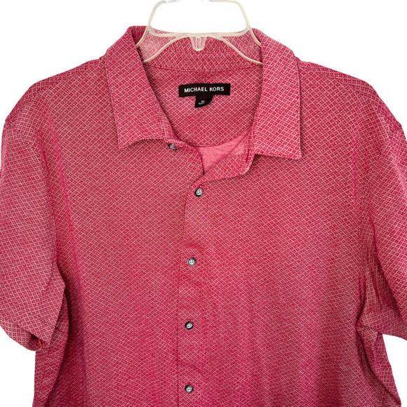 MICHAEL Kors Men's Logo Stretch Cotton Shirt Red Size XL - Picture 2 of 8